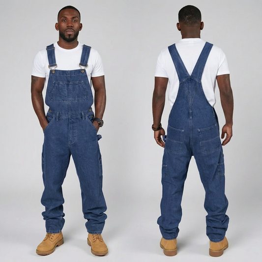 Heren Denim Tuinbroek Loose Fit – Werkoverall met Meerdere Zakken
