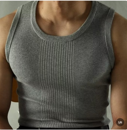 Heren Slim Fit Tanktop – Geribbeld, Geschikt voor Lente en Zomer