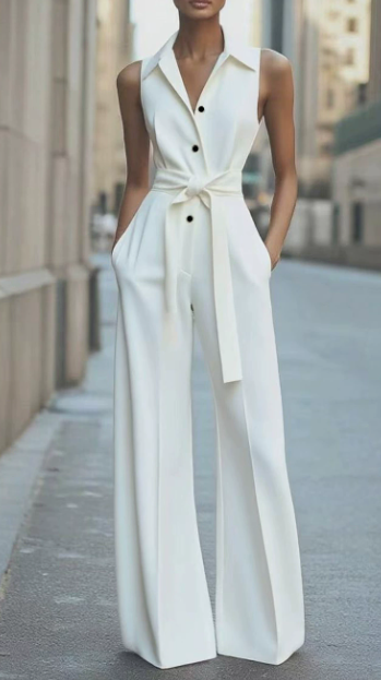 Dames Getailleerde Jumpsuit – Met Halternek en Brede Pijpen, Geschikt voor Casual en Feestelijke Gelegenheden