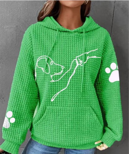 Sudadera informal con estampado de perros para mujer – sudadera con capucha para el tiempo libre y el uso diario