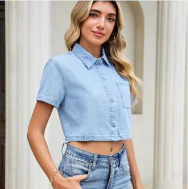 Alison - Lichtblauw Denim Overhemd