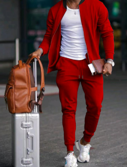 Heren Slim Fit Tracksuit Set – Met Rits en Elastische Taille, Geschikt voor Casual en Sportieve Activiteiten