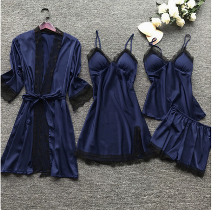 Dames Satijnen Pyjama Set met Kant