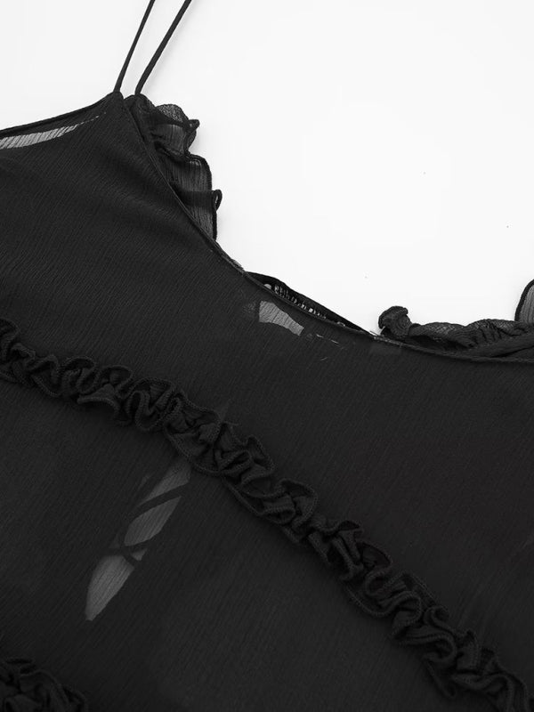 Lara - Doorzichtige Gelaagde Camisole met Decoratieve Details