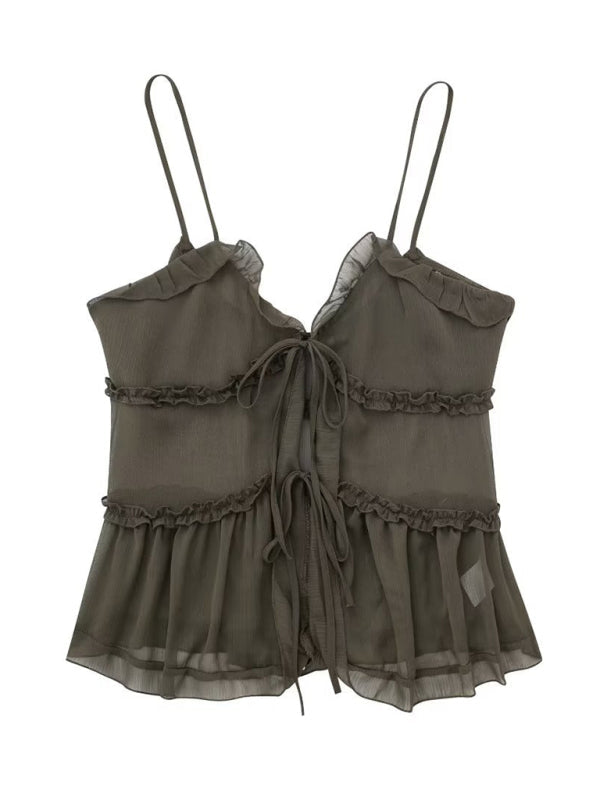 Lara - Doorzichtige Gelaagde Camisole met Decoratieve Details