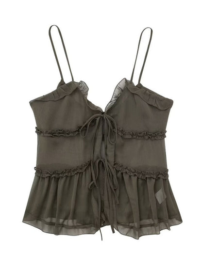 Lara - Doorzichtige Gelaagde Camisole met Decoratieve Details