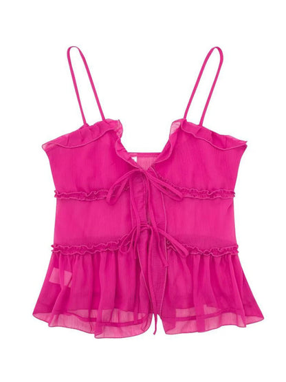 Lara - Doorzichtige Gelaagde Camisole met Decoratieve Details