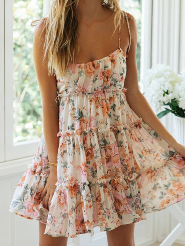 Sophie - Sexy Bedrukte Suspender Jurk in Resortstijl