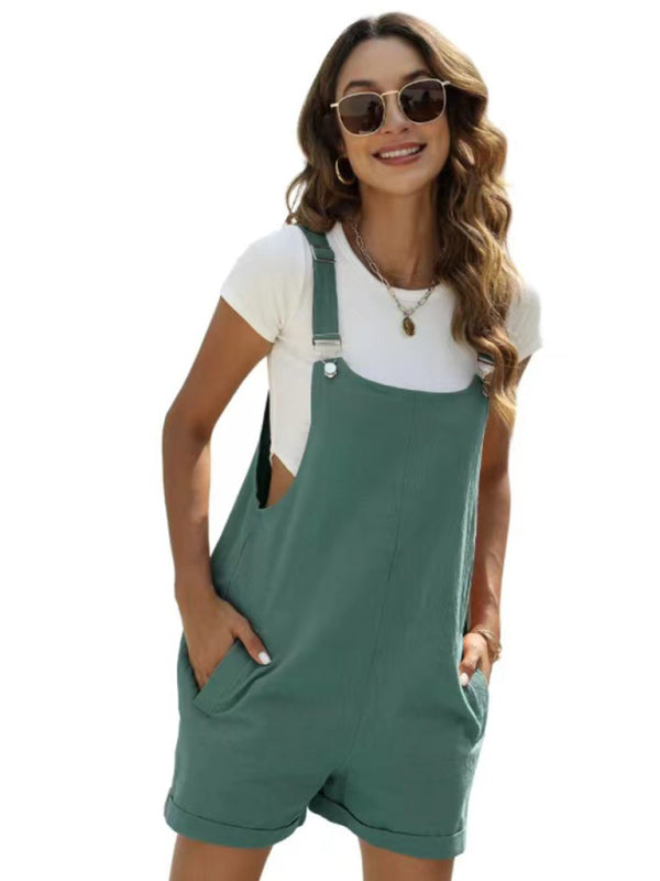 Katoenen Dames Short Tuinpak met Verstelbare Bretels – Comfortabel en Praktisch Design