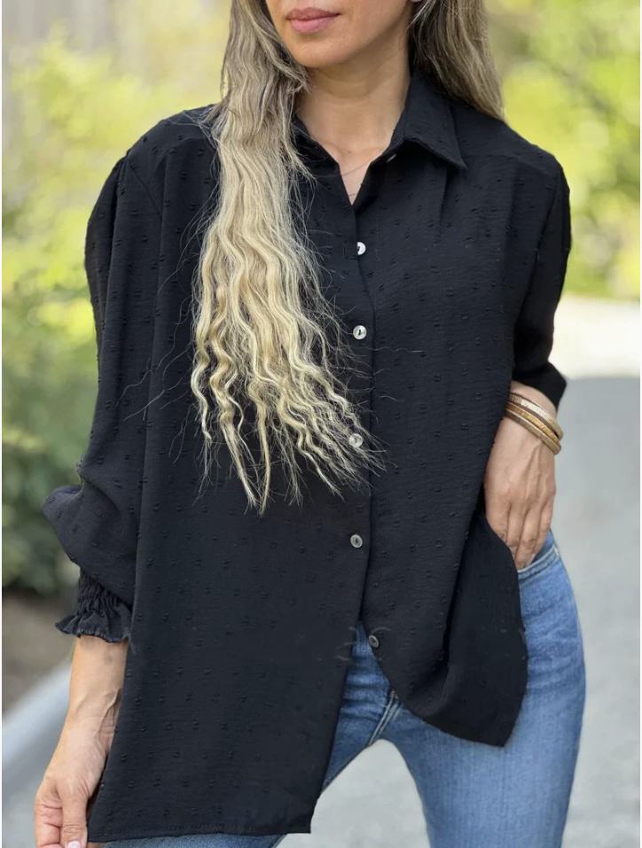 Bonnie - Blouse met Swiss Dot en Lantaarnmouwen