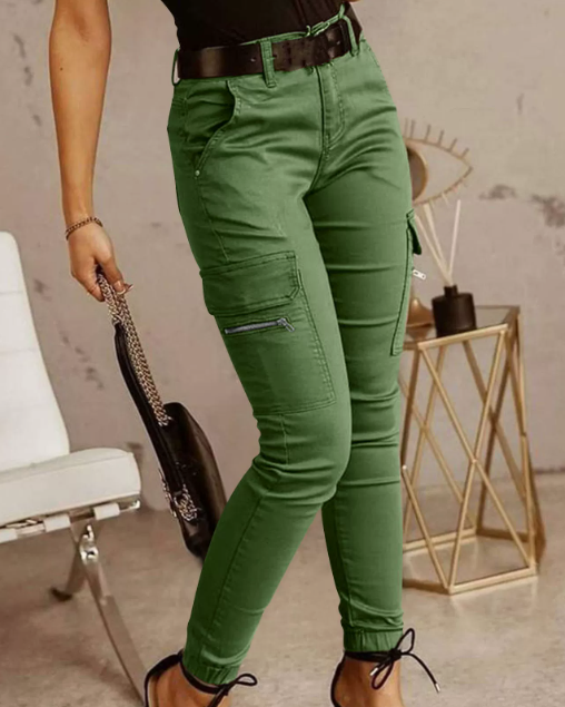 Dames Hoge Taille Cargo Broek – Met Cargozakken, Casual Streetwear