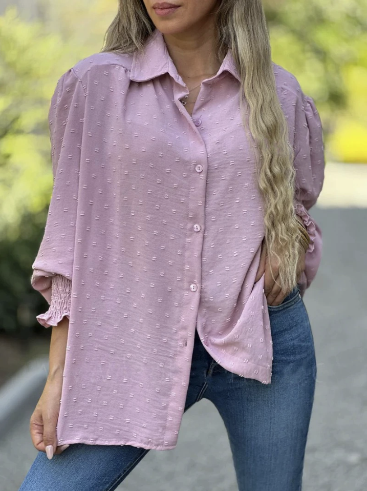 Bonnie - Blouse met Swiss Dot en Lantaarnmouwen