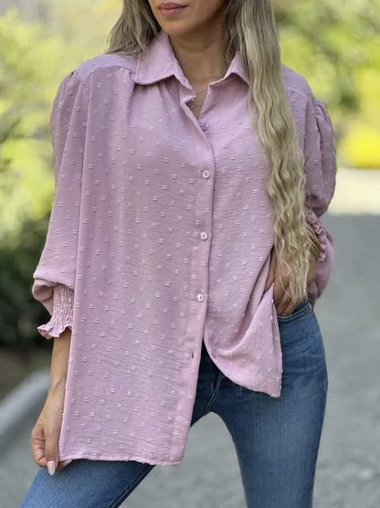 Bonnie - Blouse met Swiss Dot en Lantaarnmouwen