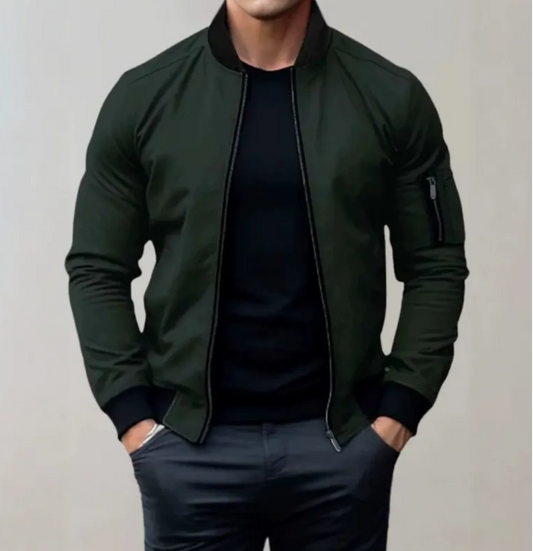 Chaqueta bomber de hombre con detalles de cremallera - Chaqueta forrada para todas las estaciones