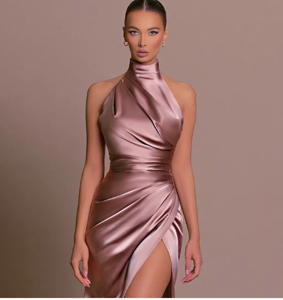 Valencia - Satijnen One-Shoulder Jurk