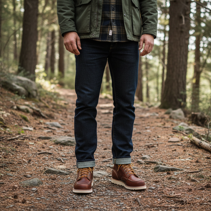 Heren Laarzen Plain-Toe met Sleehak in Tabaksbruin Leer