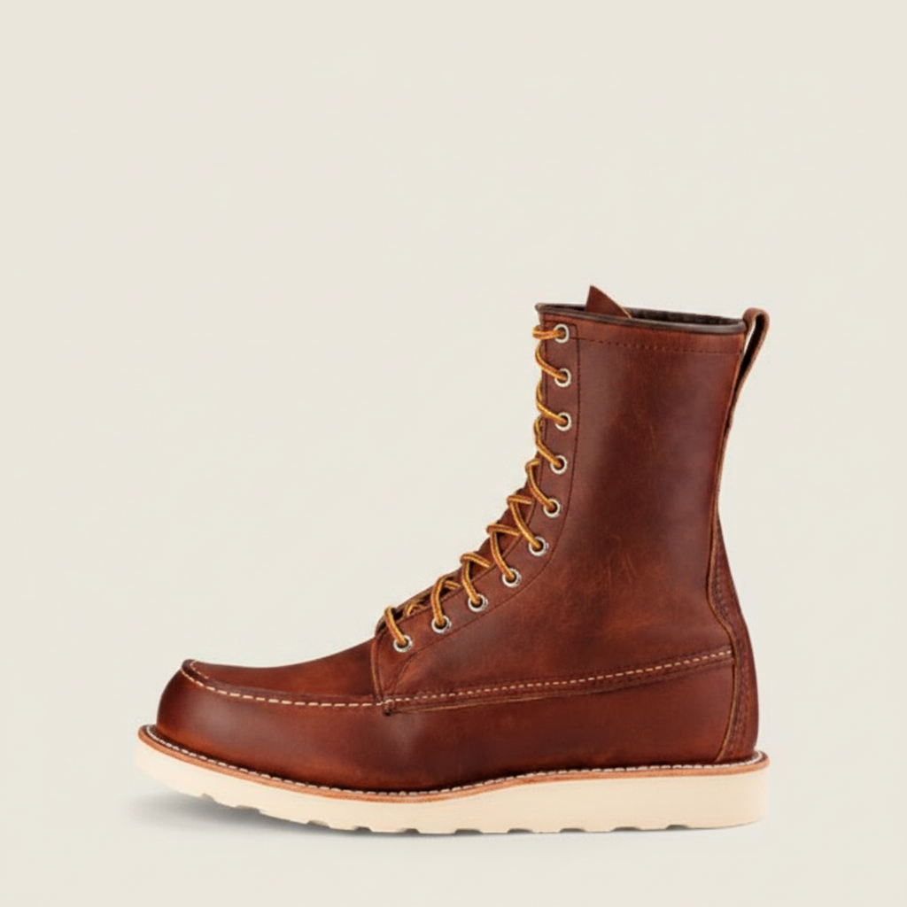 Heren Laarzen Plain-Toe met Sleehak in Tabaksbruin Leer