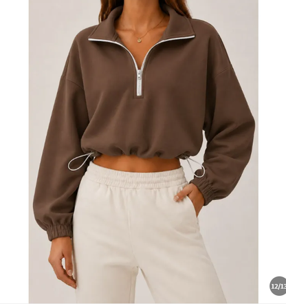 Dames Slim Fit Pullover – Casual met Half Zip voor Dagelijks Gebruik