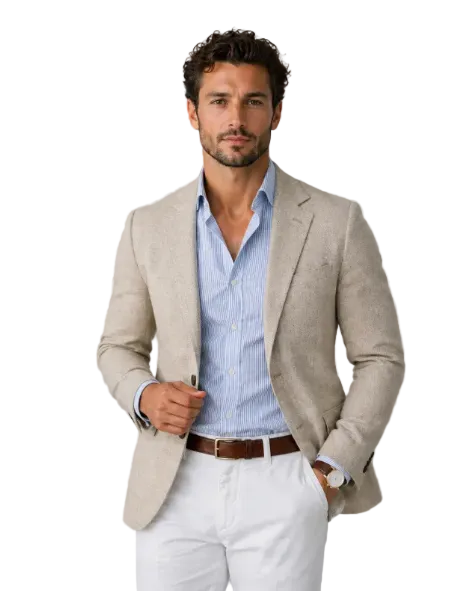 Heren Blazer Gebreid met Notch Revers - Getailleerde Coltrui-Blazer