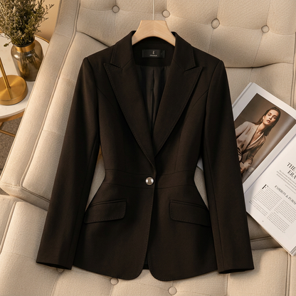 Gisla - Elegante Effen Kleur Tweedelige Blazer Set