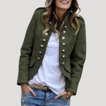 Dames Cropped Jas Double-Breasted Militaire Stijl