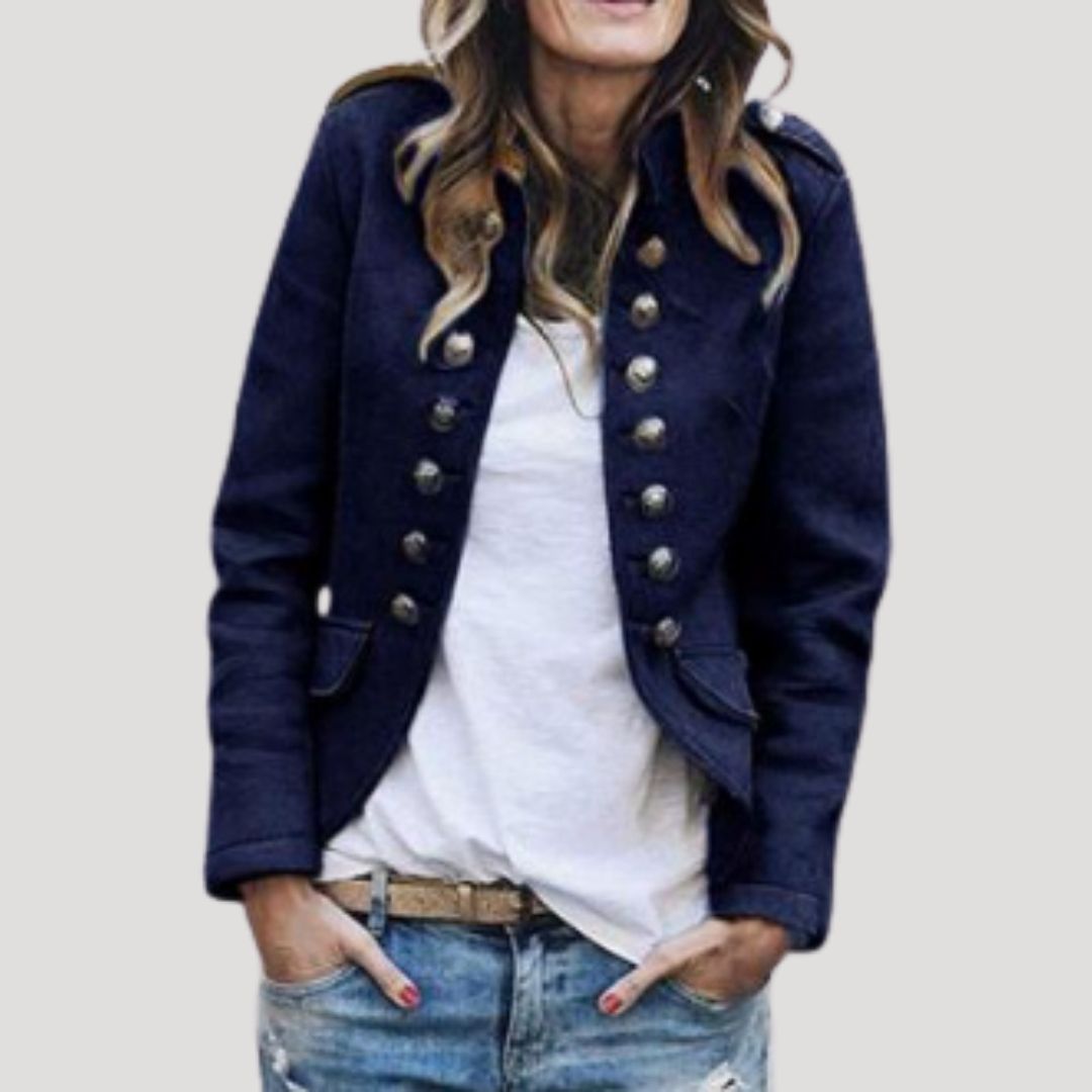 Dames Cropped Jas Double-Breasted Militaire Stijl