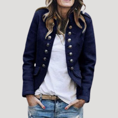 Dames Cropped Jas Double-Breasted Militaire Stijl
