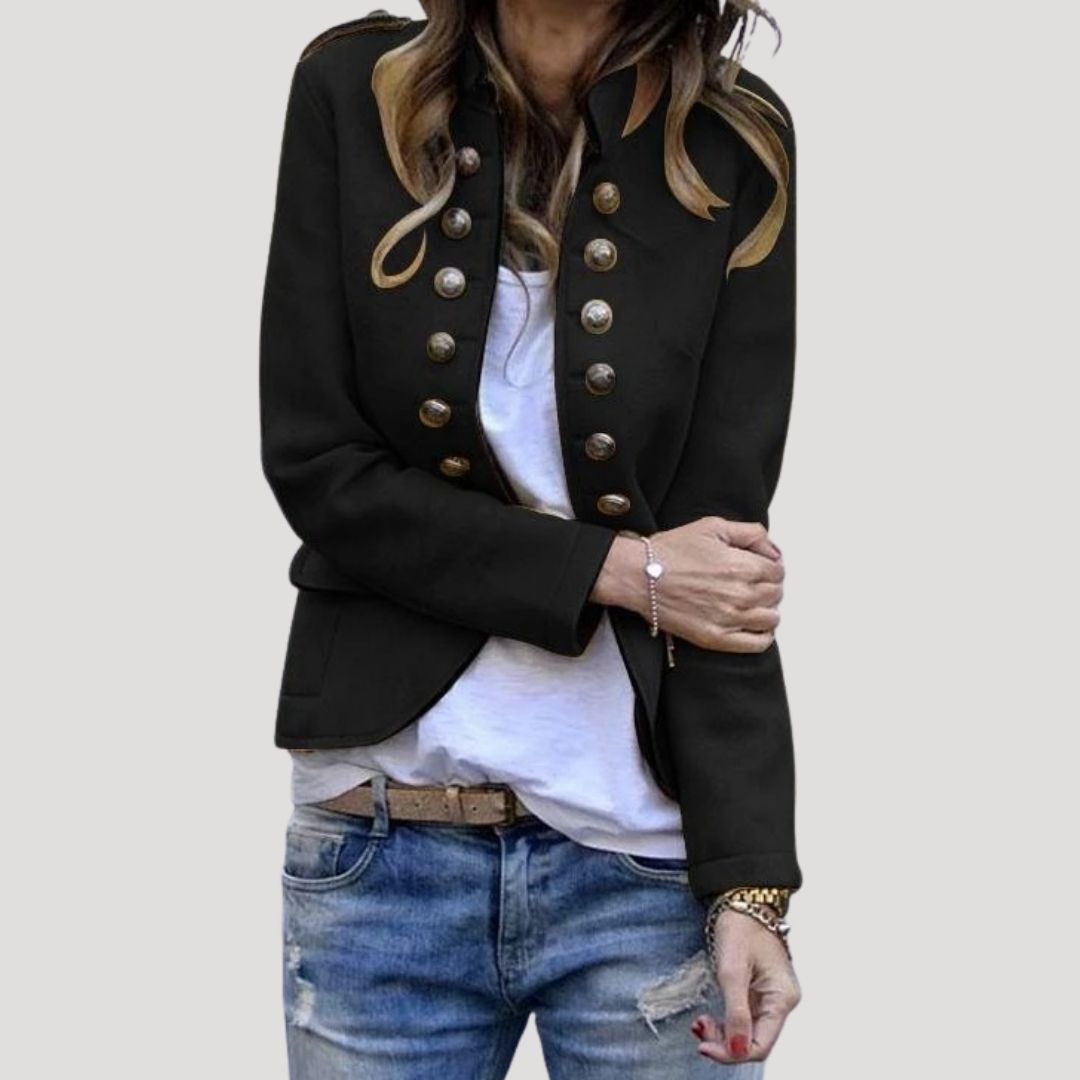 Dames Cropped Jas Double-Breasted Militaire Stijl