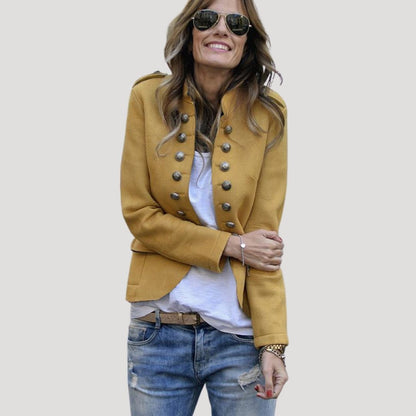 Dames Cropped Jas Double-Breasted Militaire Stijl