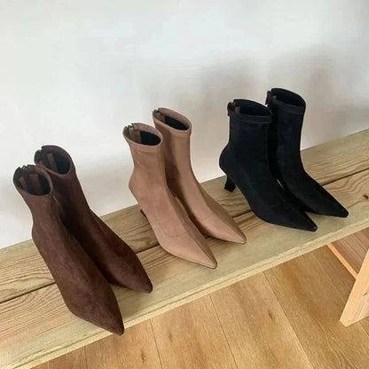 Dames Stiletto Enkellaarzen met Puntneus