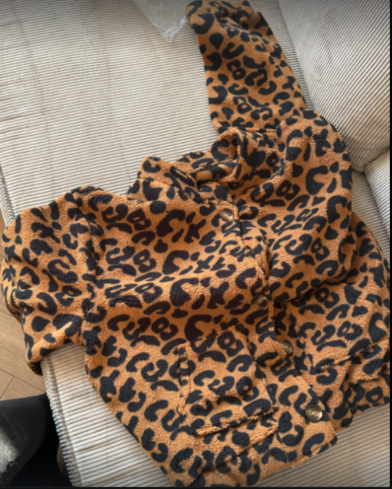 Dames Oversized Luipaard-Print Jack – Zwart en Bruin, Casual Jas