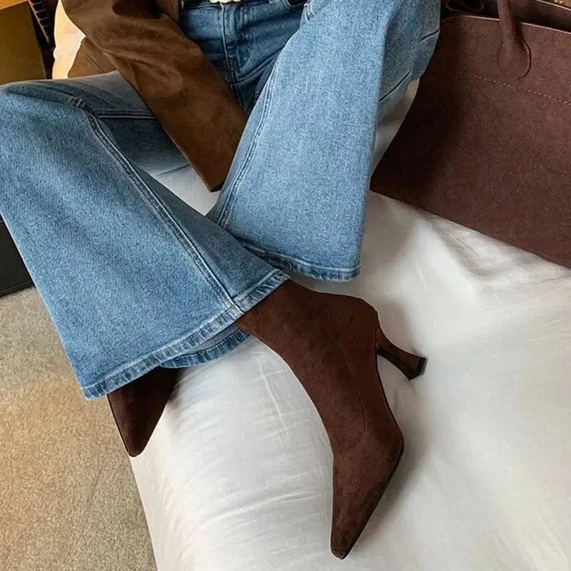 Dames Stiletto Enkellaarzen met Puntneus