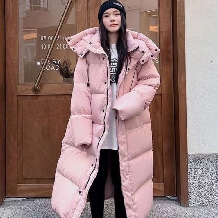Dames Winterjas Lang Gewatteerd met Capuchon – Warme Puffer Jas