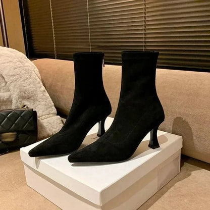 Dames Stiletto Enkellaarzen met Puntneus