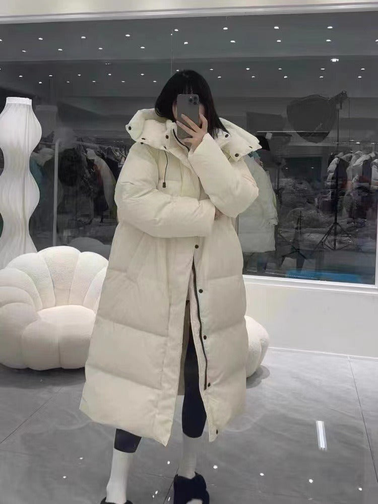Dames Winterjas Lang Gewatteerd met Capuchon – Warme Puffer Jas