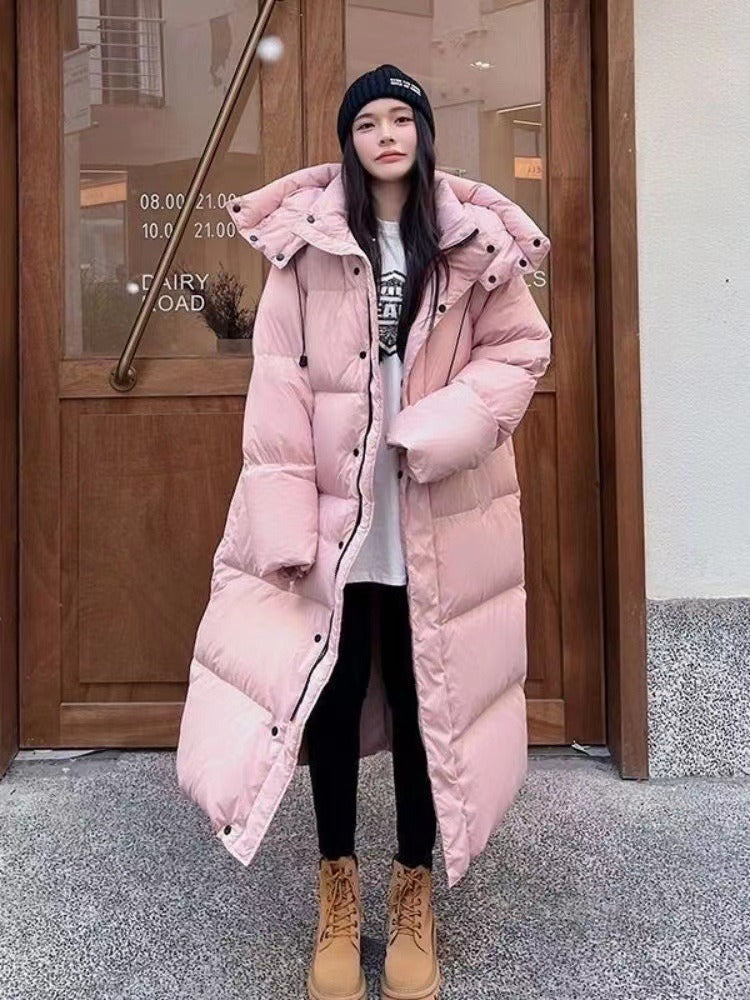 Dames Winterjas Lang Gewatteerd met Capuchon – Warme Puffer Jas