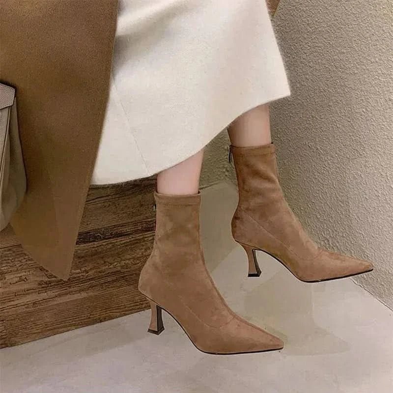 Dames Stiletto Enkellaarzen met Puntneus