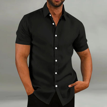 Heren Slim Fit Overhemd – Korte Mouwen, Geschikt voor Casual Zomergebruik
