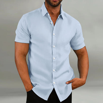 Heren Slim Fit Overhemd – Korte Mouwen, Geschikt voor Casual Zomergebruik