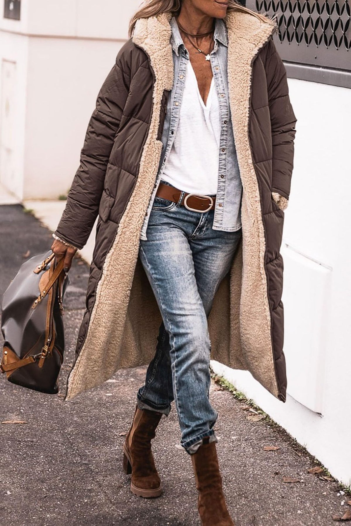 Dames Omkeerbare Winterjas – Dubbelzijdig Design, Comfortabel voor Koude Dagen