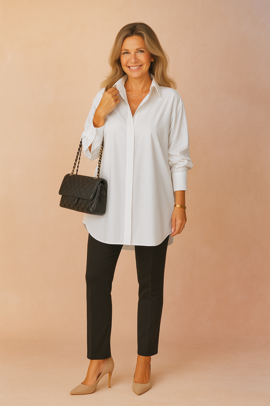 Bluzka koszulowa damska oversize - klasyczny kołnierzyk – widok produktu 1 | Ionotix