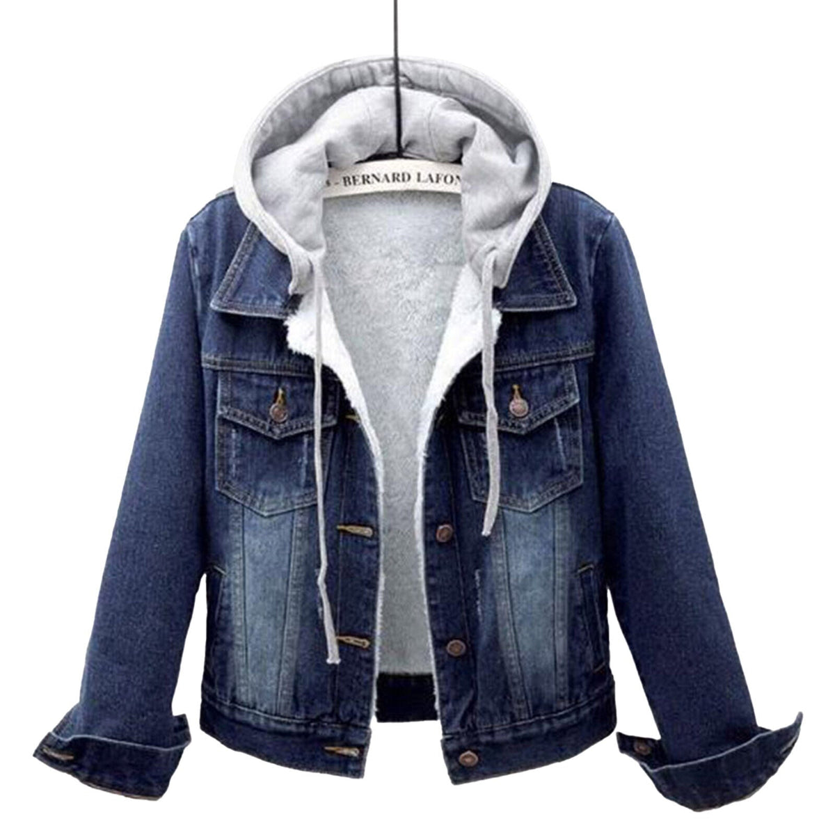 Kurtka jeansowa damska z kapturem - plus size – widok produktu 2 | Ionotix