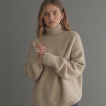 Sweter damski oversize z golfem z kaszmiru – widok produktu 1 | Ionotix