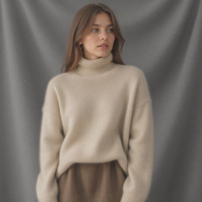Sweter damski oversize z golfem z kaszmiru – widok produktu 2 | Ionotix