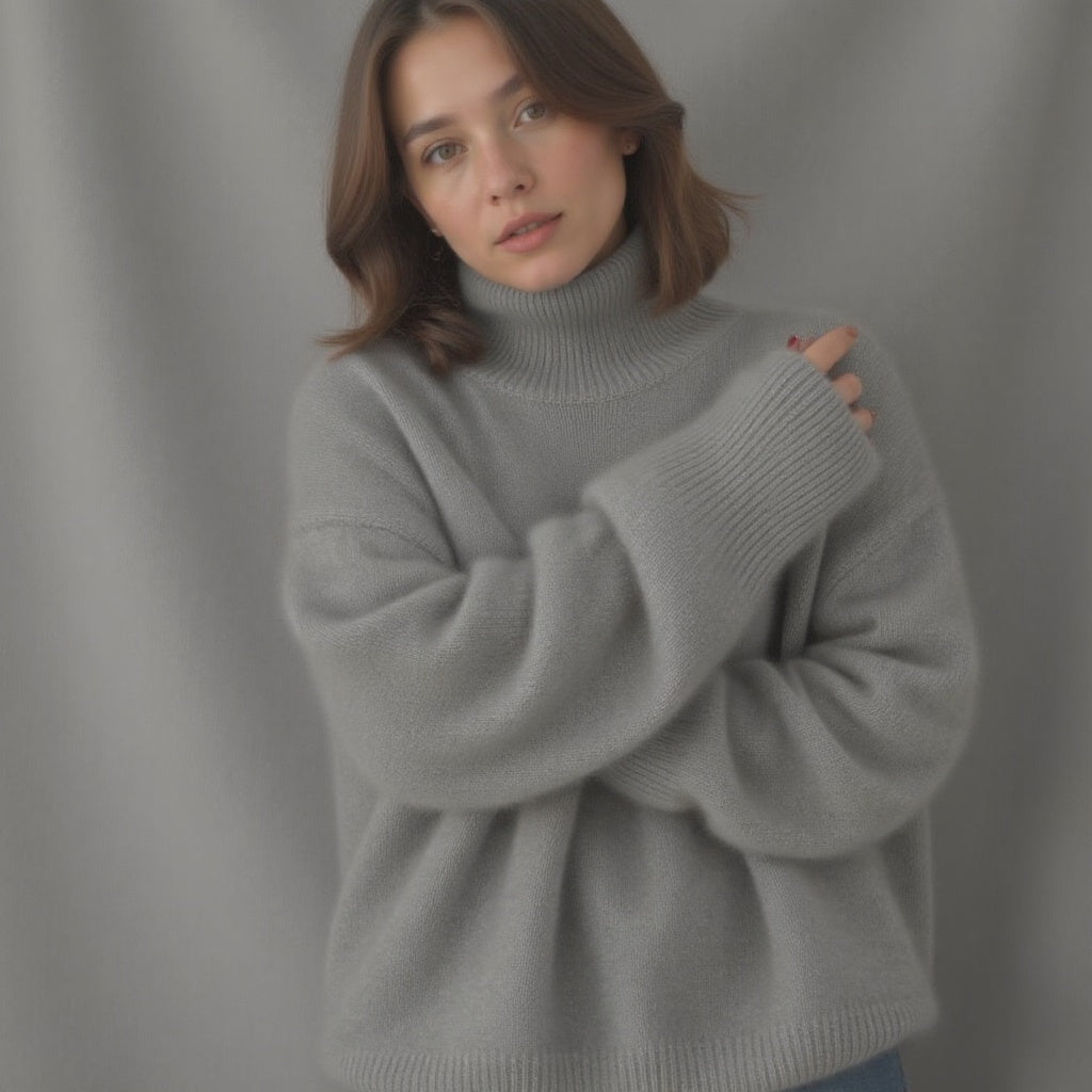 Sweter damski oversize z golfem z kaszmiru – widok produktu 3 | Ionotix