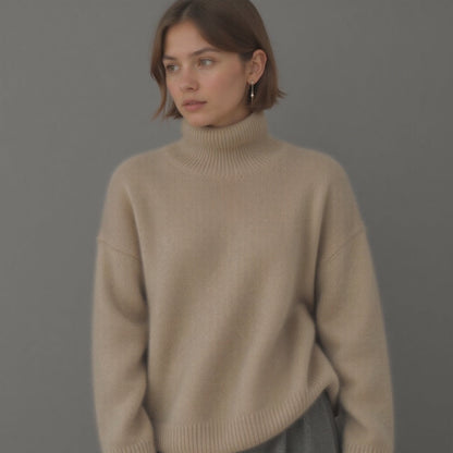 Sweter damski oversize z golfem z kaszmiru – widok produktu 4 | Ionotix