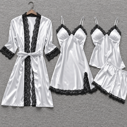 Dames Satijnen Pyjama Set met Kant