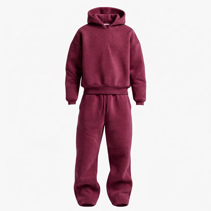 Jack - Men's Oversized Hooded Tracksuit Set with Drawstring Waist - Outfit Sets - Red - Taylor & Bennett