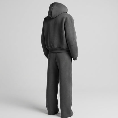Jack - Men's Oversized Hooded Tracksuit Set with Drawstring Waist - Outfit Sets - Dark Grey - Taylor & Bennett