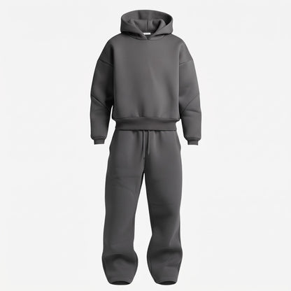 Jack - Men's Oversized Hooded Tracksuit Set with Drawstring Waist - Outfit Sets - Dark Grey - Taylor & Bennett